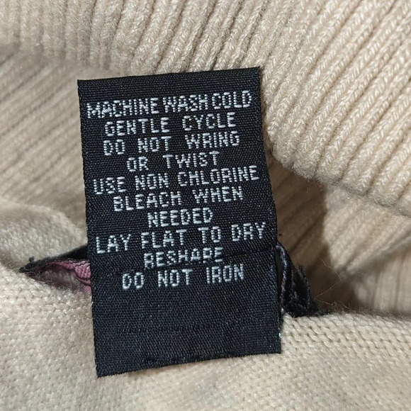 Cable Knit Sweater Cowell Neck Acrylic/ Wool Blend Cream Size Small - Picture 6 of 8